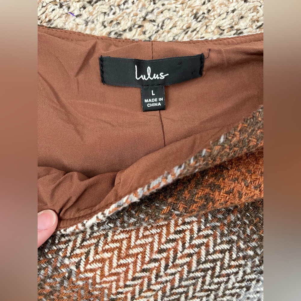 Lulus Plaid You Asked Ivory and Brown Plaid Skater Mini Skirt - Picture 8 of 12